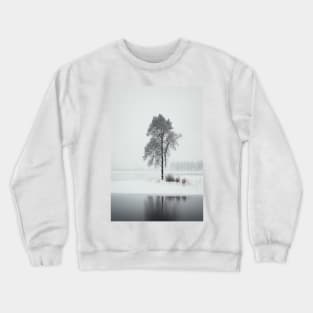 Nordic Minimalism Landscape Winter Art with Lone Leafless Tree Crewneck Sweatshirt